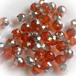 Faceted rondelle 4x3mm Orange silver, 100pcs