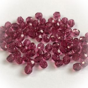 Pyöreä fasettihelmi 3mm Fuchsia, 100kpl