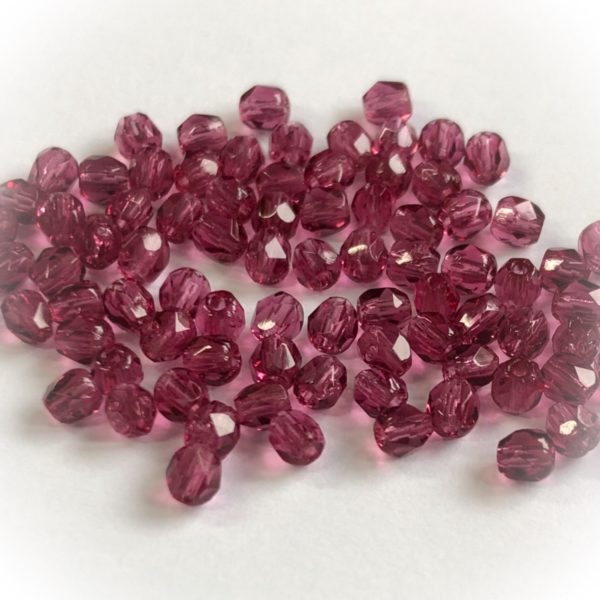 Pyöreä fasettihelmi 3mm Fuchsia, 100kpl