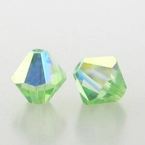 Swarovski 4mm bicone, Peridot AB