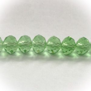 Faceted rondelle 8x6mm light green, 32kpl