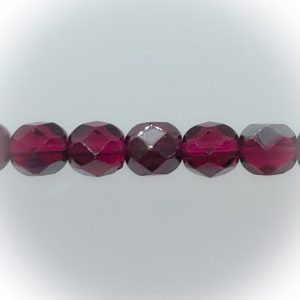 Czech fire-polished 6mm round, Ruby luster