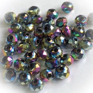 Faceted rondelle 4x3mm Metallic multicolour, 100pcs
