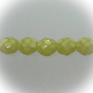 Czech fire-polished 8mm round, Lime opal