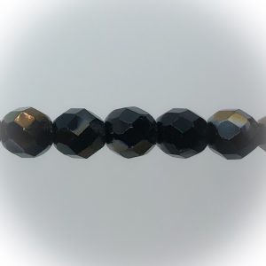 Czech fire-polished 8mm round, Jet bronze luster