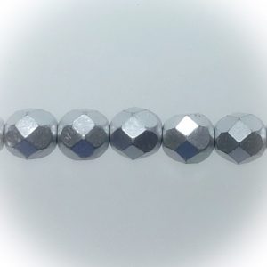 Pyöreä fasettihelmi 6mm, Matte metallic dural