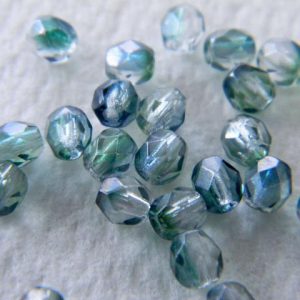 Pyöreä fasettihelmi 4mm Vihreä/teal, 50kpl