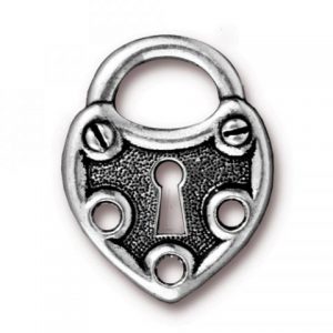 TierraCast® Lock drop riipus 25x19.5mm, silver plated