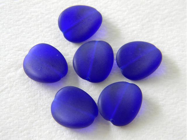 Litteä aalto ovaali 15.5x14mm Huurrettu sininen, 8kpl