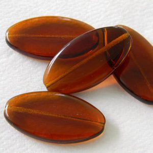 Pitkä litteä ovaali 35.5x19mm Tumma topaasi, 4kpl