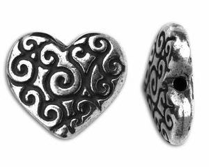 TierraCast® Sydän helmi 10x11.5mm, hopeoitu