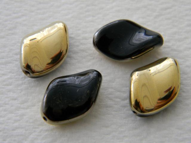 Litteä aalto ovaali 18x12.5mm Musta ja kulta, 8kpl