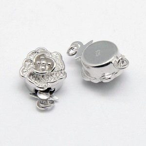 Sterling silver flower box clasp 15x10mm