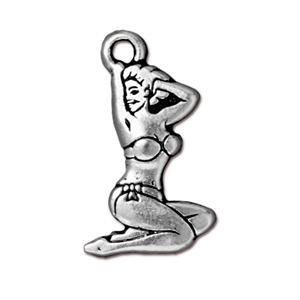 TierraCast® Pinup drop 25x15mm, silver plated