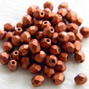 Pyöreä fasettihelmi 4mm Matte metallic dark copper, 50kpl