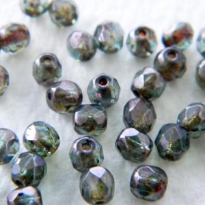 Pyöreä fasettihelmi 4mm Oil slick, 50kpl