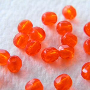 Pyöreä fasettihelmi 4mm Oranssi, 50kpl
