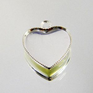 Silver plated heart pendant base 13mm