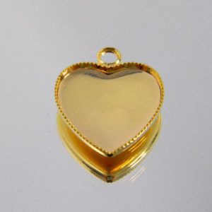 Gold plated heart pendant base 13mm