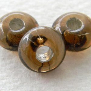 Suurireikäinen Tsekki lasi rondelli 11mm  Smoky topaz, 8kpl