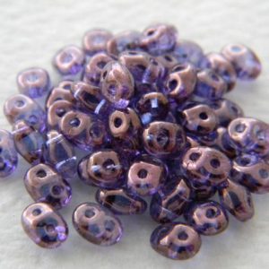Superduo 2.5x5mm Violet amethyst luster 12g