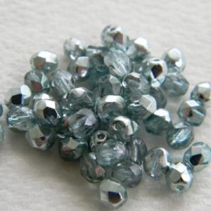 Pyöreä fasettihelmi 4mm Metallic teal, 50kpl