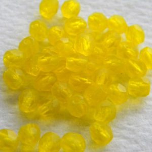 Pyöreä fasettihelmi 4mm Matte lemon, 50kpl