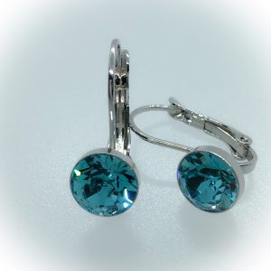 Rhodium plated 8mm, Swarovski Light turquoise