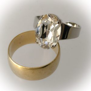 Rhodium plated ring, Swarovski, crystal