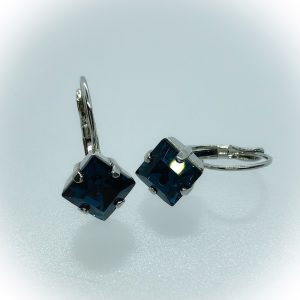 Rhodium plated 8mm, Swarovski Montana blue