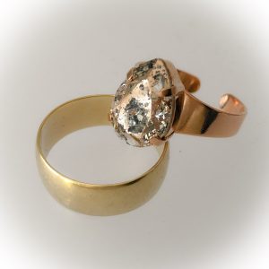 Rose gold plated ring, Swarovski, rose gold patina