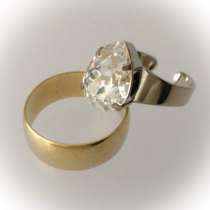 Rhodium plated ring, Swarovski, crystal