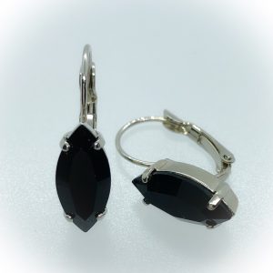 Rhodium plated 15x7mm Navette, Swarovski Jet