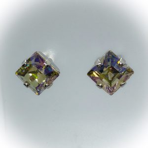 Rhodium plated 8mm, Swarovski Luminous green