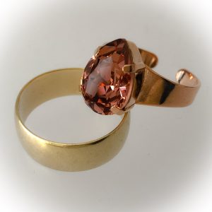 Rose gold plated ring, Swarovski, blush rose