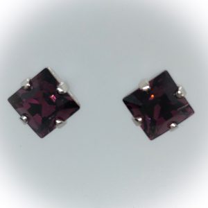 Rhodium plated 8mm, Swarovski Amethyst