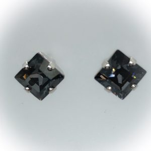 Rhodium plated 8mm, Swarovski Crystal silver night