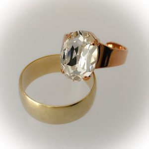 Rose gold plated ring, Swarovski, crystal