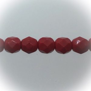 Czech fire-polished 6mm round, Opaque red