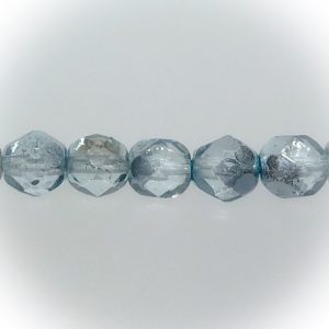 Pyöreä fasettihelmi 6mm, Metallic light aqua green