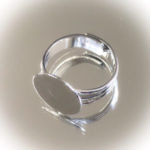 Silver plated glue on round ring base 16mm