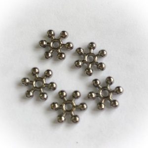 Gunmetal snowflake bead 8mm, 100pcs