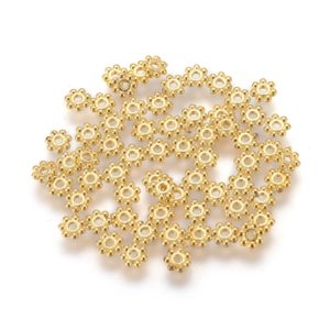 Gold plated daisy spacer 4mm, 50pcs