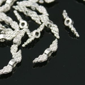 Silver plated smal angel wing bead 12x3mm, 20pcs