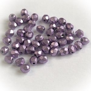 Czech fire-polished 3mm round Metallic violet, 100pcs