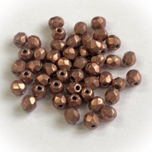 Czech fire-polished 3mm round Metallic autumn maple, 100pcs