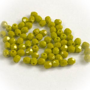Czech fire-polished 3mm round Opaque olivine, 100pcs
