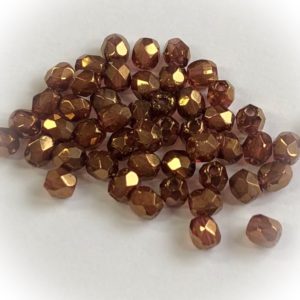 Czech fire-polished 3mm round Topaz bronze, 100pcs