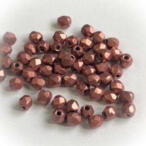Czech fire-polished 3mm round Metallic dahlia, 100pcs
