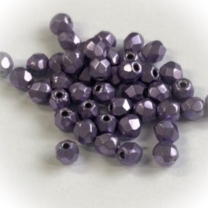 Czech fire-polished 3mm round Metallic tanzanite, 100pcs
